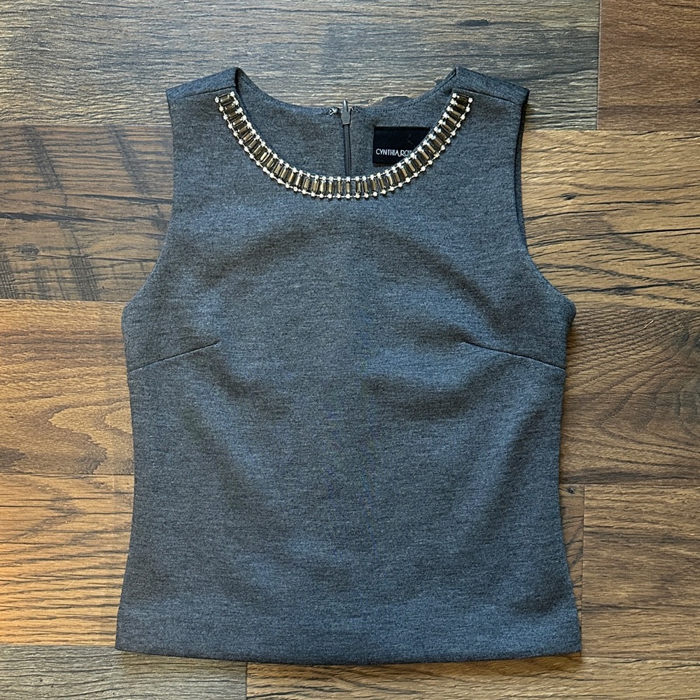 Cynthia Rowley Charcoal Gray Sleeveless Jewel-Neck Tank